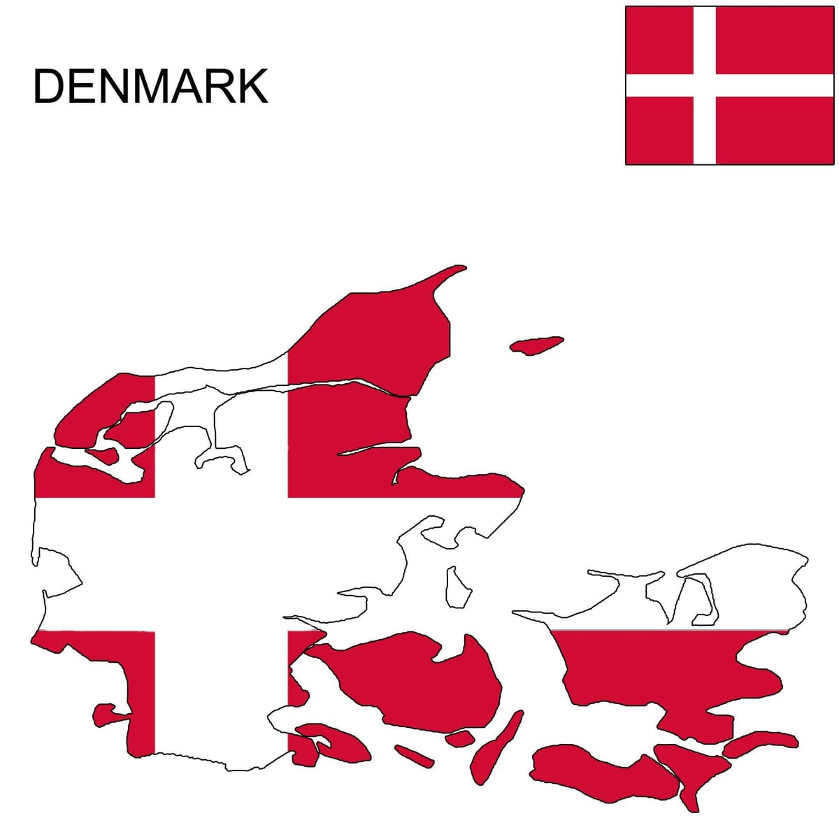 Peta denmark bendera 