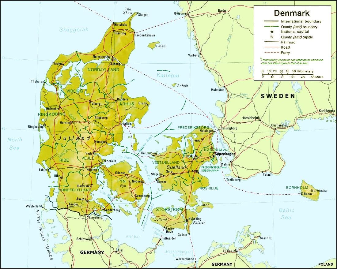 Peta denmark geografi 