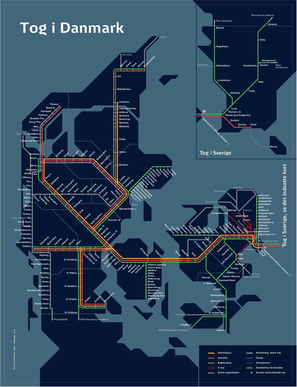 Peta kereta api copenhagen denmark