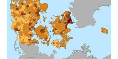 Denmark kepadatan penduduk peta